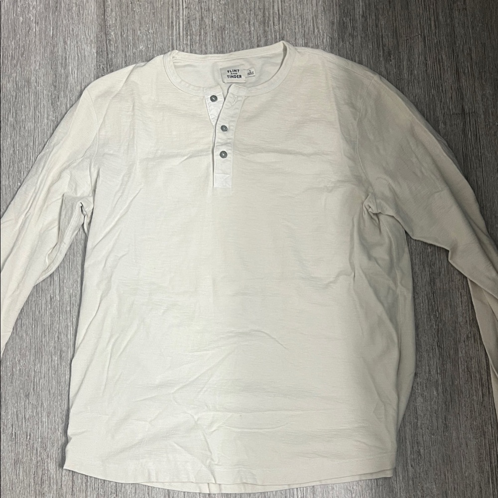 Men's Cream Long Sleeve Henley
